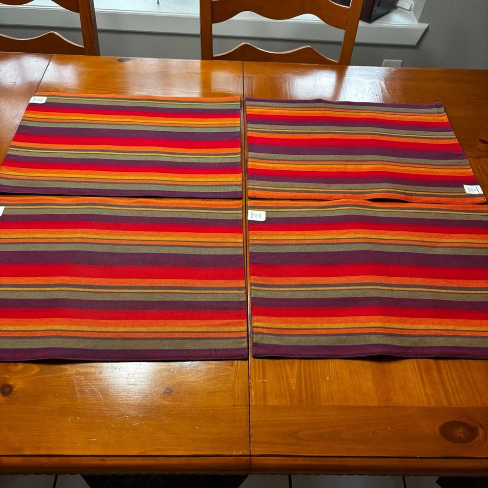 Pier 1 Imports Geometric Striped Pattern Cotton Placemats Set of 4
